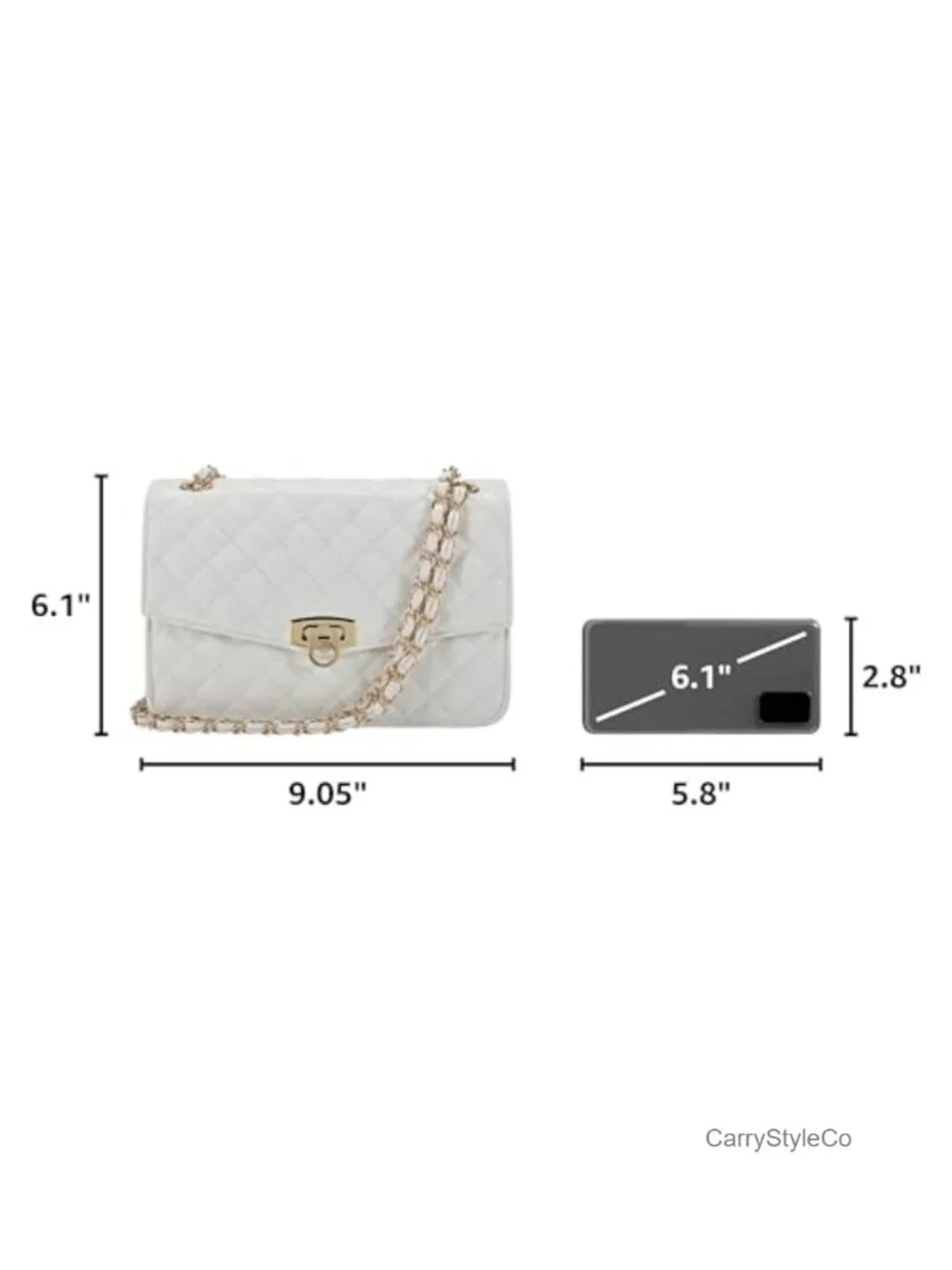 Quilted Faux Leather Chain Strap Crossbody Bag for Women